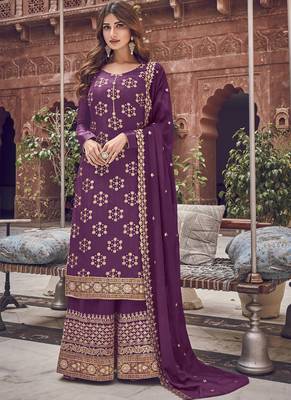 Purple Jacquard Pakistani Salwar Kameez 1