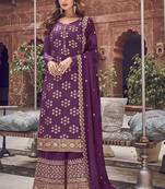 Purple Jacquard Pakistani Salwar Kameez