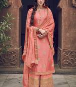 Peach Jacquard Pakistani Salwar Kameez