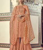 Peach Viscose Pakistani Salwar Kameez