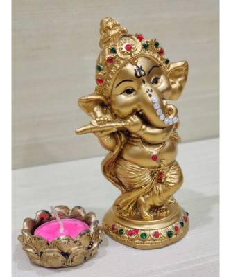 Gold Polyresin Dancing Hindu God Idol Ganesha Giving Blessing Statue Home Office Living Room Temple decor 3