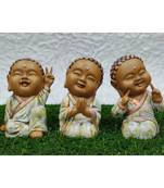 Polyresin Set OF 3 Baby Buddha Giving Cute Selfie Poses Decorative Home d?cor