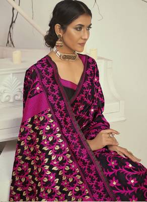 Rani Pink Cotton Silk Party Wear Sarees 2