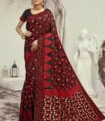 Red Cotton Silk Party Wear Sarees