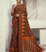Orange Cotton Silk Party Wear Sarees