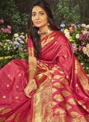 Rani Pink Silk Blend Party Wear Sarees 2