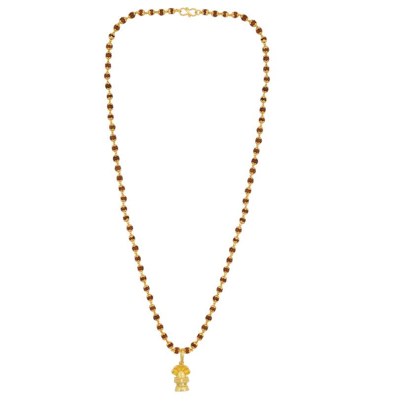 Lord Shiva Designer Pendant For Unisex Gold Plated Pendant With Rudraksha Chain 
