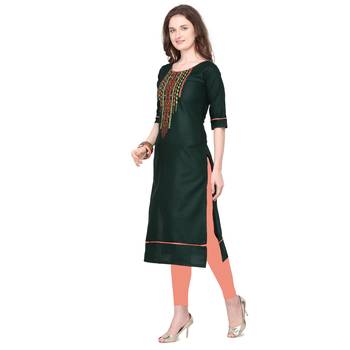 Green embroidered cotton silk embroidered-kurtis 2