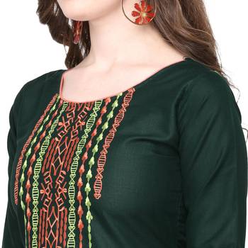 Green embroidered cotton silk embroidered-kurtis 4