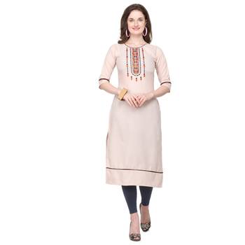 Ivory embroidered cotton silk embroidered-kurtis 1