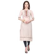 Ivory embroidered cotton silk embroidered-kurtis