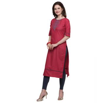 Maroon embroidered cotton silk embroidered-kurtis 2