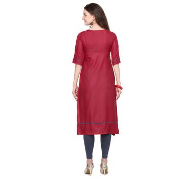 Maroon embroidered cotton silk embroidered-kurtis 3