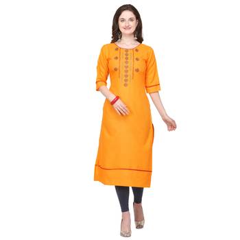 Yellow embroidered cotton silk embroidered-kurtis 1