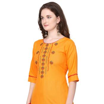 Yellow embroidered cotton silk embroidered-kurtis 4