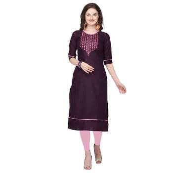 Wine embroidered cotton silk embroidered-kurtis 1