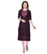 Wine embroidered cotton silk embroidered-kurtis