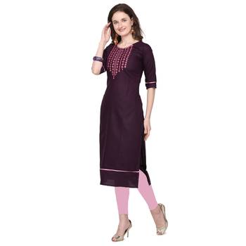 Wine embroidered cotton silk embroidered-kurtis 2