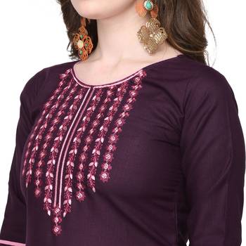 Wine embroidered cotton silk embroidered-kurtis 4