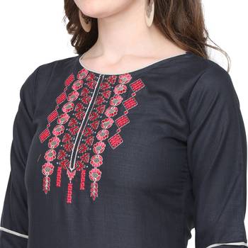Grey embroidered cotton silk embroidered-kurtis 4