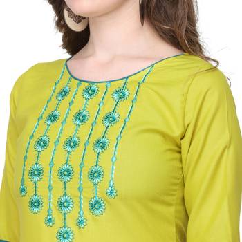 Lime embroidered cotton silk embroidered-kurtis 4