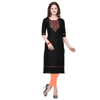 Black embroidered cotton silk embroidered-kurtis 1