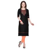 Black embroidered cotton silk embroidered-kurtis