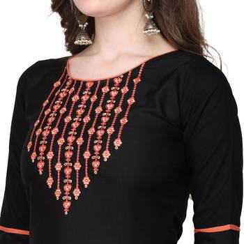 Black embroidered cotton silk embroidered-kurtis 4