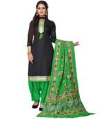 Black Aari Cotton Punjabi Salwar Suit