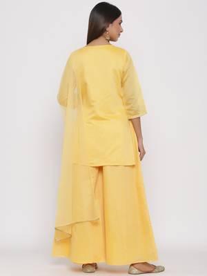 Yellow printed chanderi kurtas-and-kurtis 2
