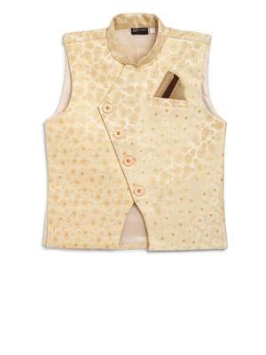 Brown woven silk blend boys-indo-western-dress 1