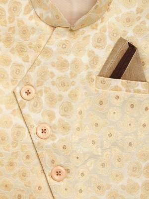 Brown woven silk blend boys-indo-western-dress 3