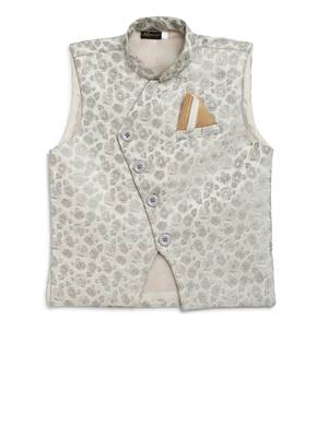 Grey woven silk blend boys-indo-western-dress 1