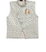 Grey woven silk blend boys-indo-western-dress