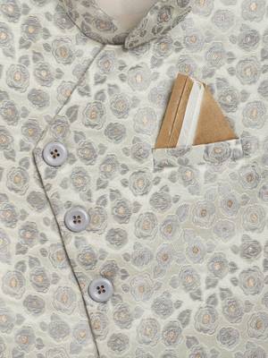 Grey woven silk blend boys-indo-western-dress 3
