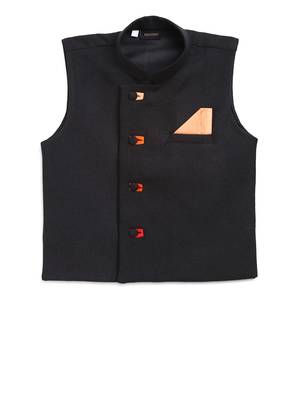 Black plain jute cotton boys-indo-western-dress 1