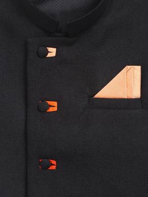 Black plain jute cotton boys-indo-western-dress 3