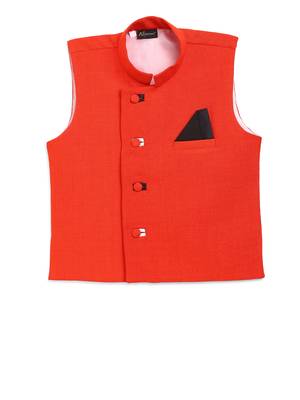 Orange plain jute cotton boys-indo-western-dress 1