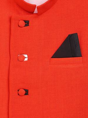 Orange plain jute cotton boys-indo-western-dress 3