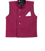 Pink plain jute cotton boys-indo-western-dress