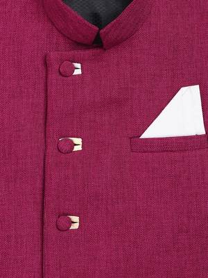 Pink plain jute cotton boys-indo-western-dress 3