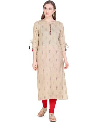 Beige woven cotton kurtas-and-kurtis 1