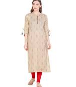 Beige woven cotton kurtas-and-kurtis