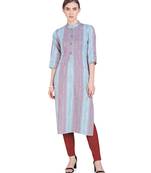 Aqua-blue woven cotton kurtas-and-kurtis