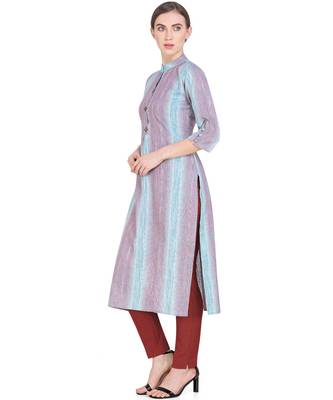 Aqua-blue woven cotton kurtas-and-kurtis 3