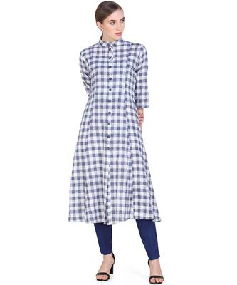 Navy-blue woven cotton kurtas-and-kurtis 1