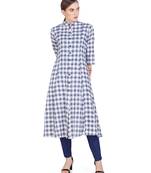 Navy-blue woven cotton kurtas-and-kurtis