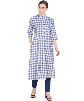 Navy-blue woven cotton kurtas-and-kurtis 2