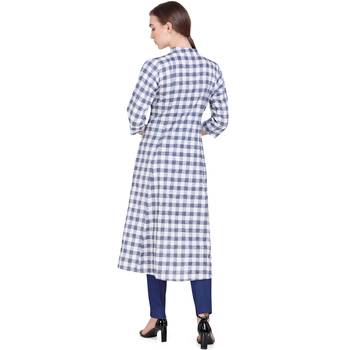 Navy-blue woven cotton kurtas-and-kurtis 4