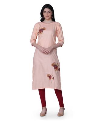 Peach printed cotton kurtis 1